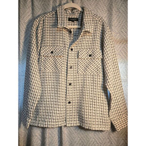 Men's PacSun Cream Black Plaid Lightweight Shirt Jacket Size M